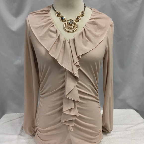 CAbi Tops - CAbi Tan Ruffle Shirt